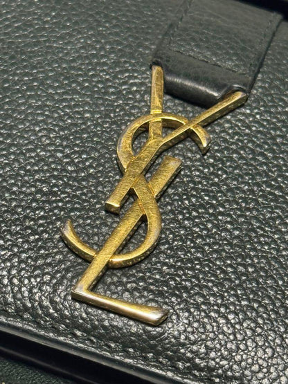 Saint Laurent Bi-fold Wallet Flap Compact Purse YSL Cassandra Khaki Authentic