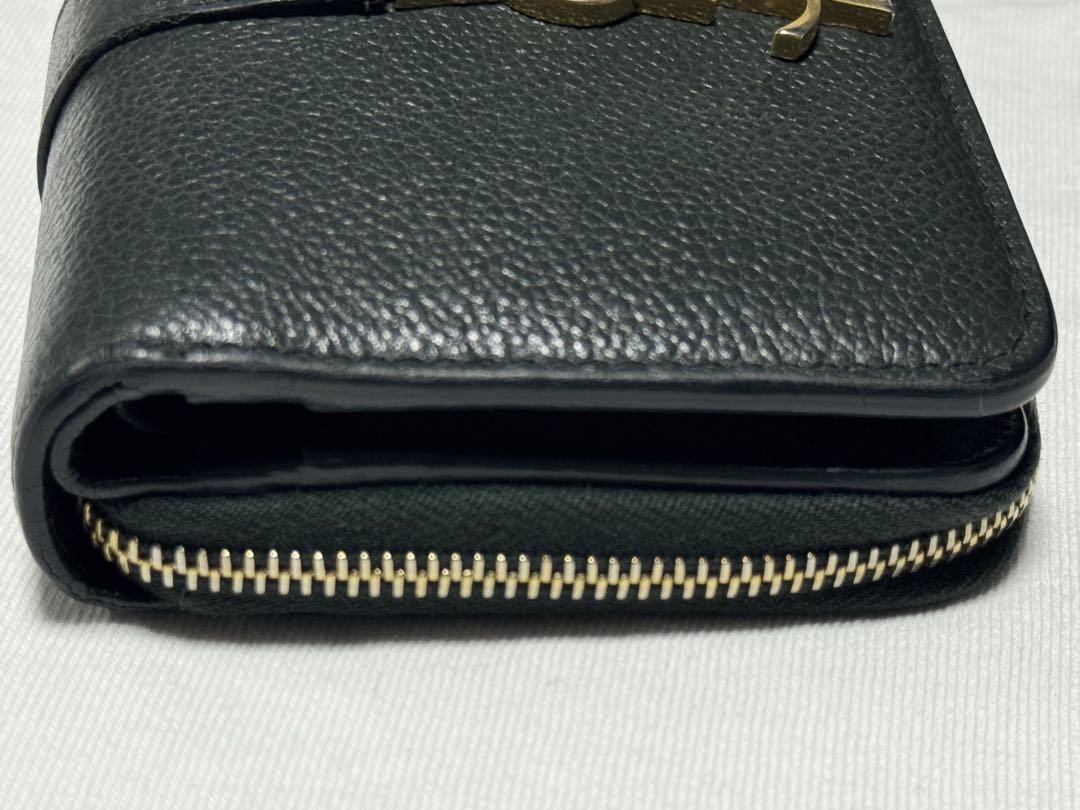 Saint Laurent Bi-fold Wallet Flap Compact Purse YSL Cassandra Khaki Authentic