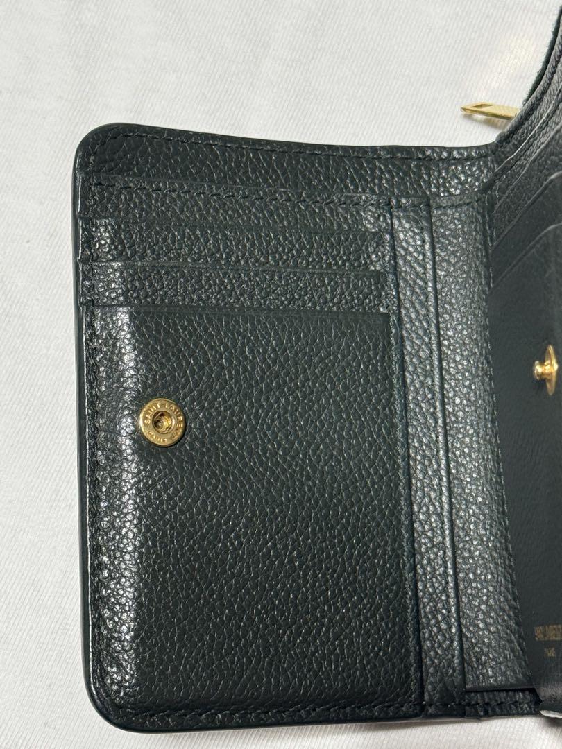 Saint Laurent Bi-fold Wallet Flap Compact Purse YSL Cassandra Khaki Authentic