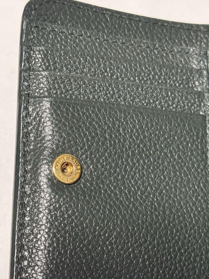 Saint Laurent Bi-fold Wallet Flap Compact Purse YSL Cassandra Khaki Authentic