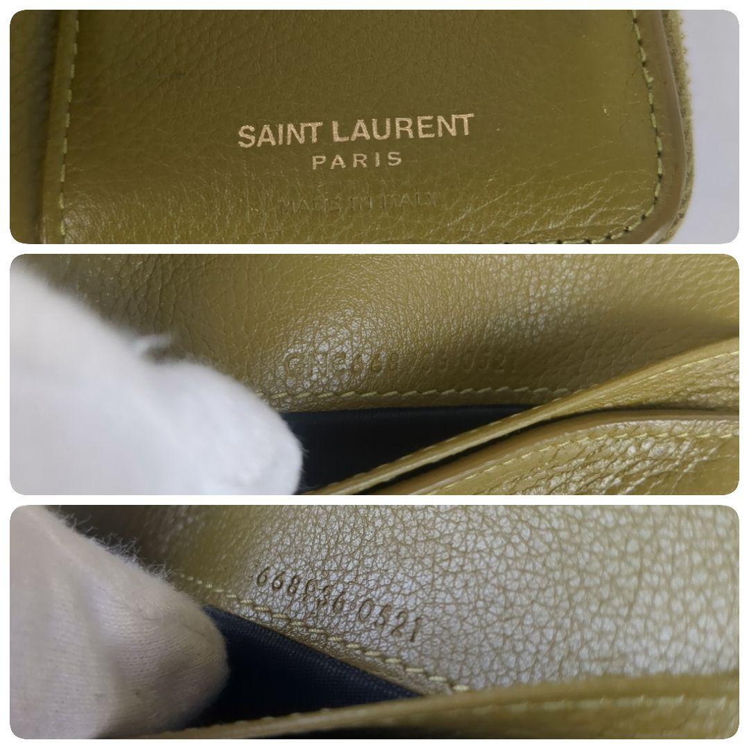Saint Laurent Bi-fold Wallet Flap Compact Purse YSL Cassandra Olive Green Auth