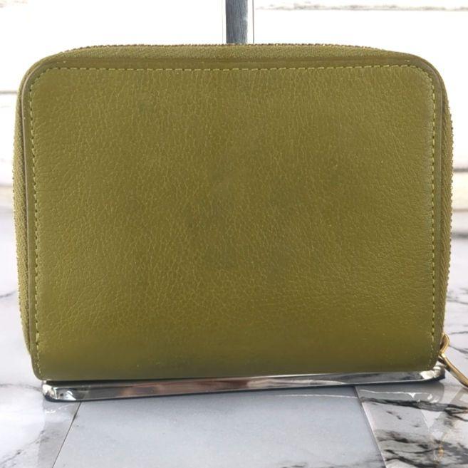 Saint Laurent Bi-fold Wallet Flap Compact Purse YSL Cassandra Olive Green Auth
