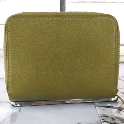 Saint Laurent Bi-fold Wallet Flap Compact Purse YSL Cassandra Olive Green Auth