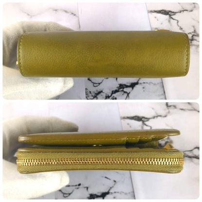 Saint Laurent Bi-fold Wallet Flap Compact Purse YSL Cassandra Olive Green Auth
