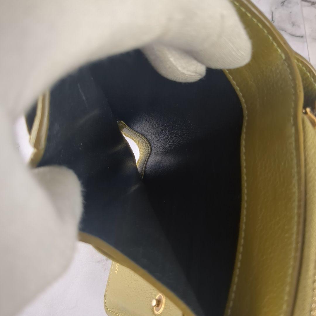 Saint Laurent Bi-fold Wallet Flap Compact Purse YSL Cassandra Olive Green Auth