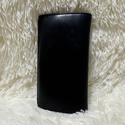 Saint Laurent Flap Wallet Long Purse YSL Cassandra Leather Black Auth