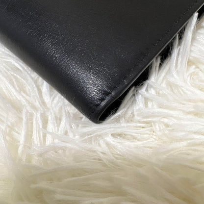 Saint Laurent Flap Wallet Long Purse YSL Cassandra Leather Black Auth