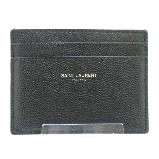 Saint Laurent Paris Card Case Holder Wallet Compact Purse Logo Leather Black