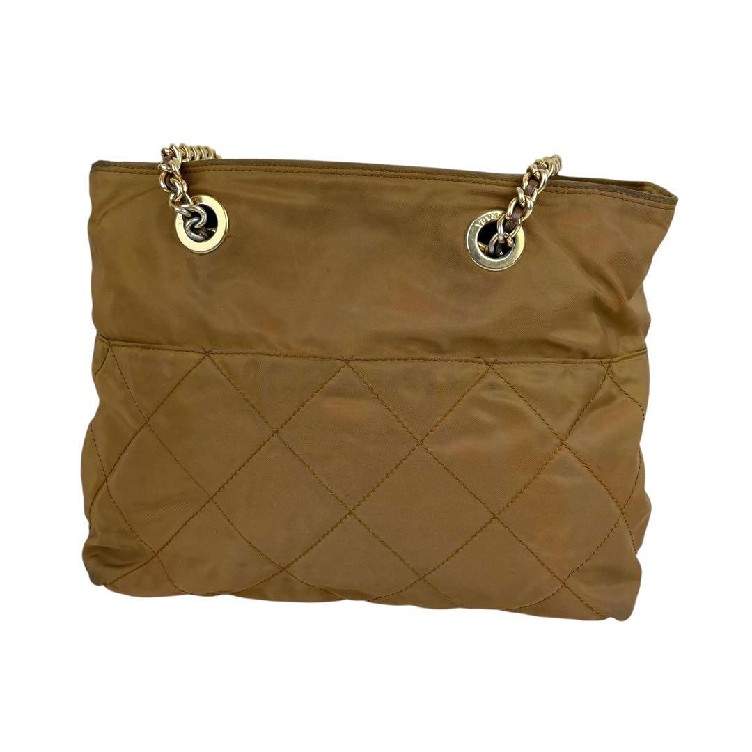 PRADA Shoulder Bag Purse Logo Nylon Khaki Authentic