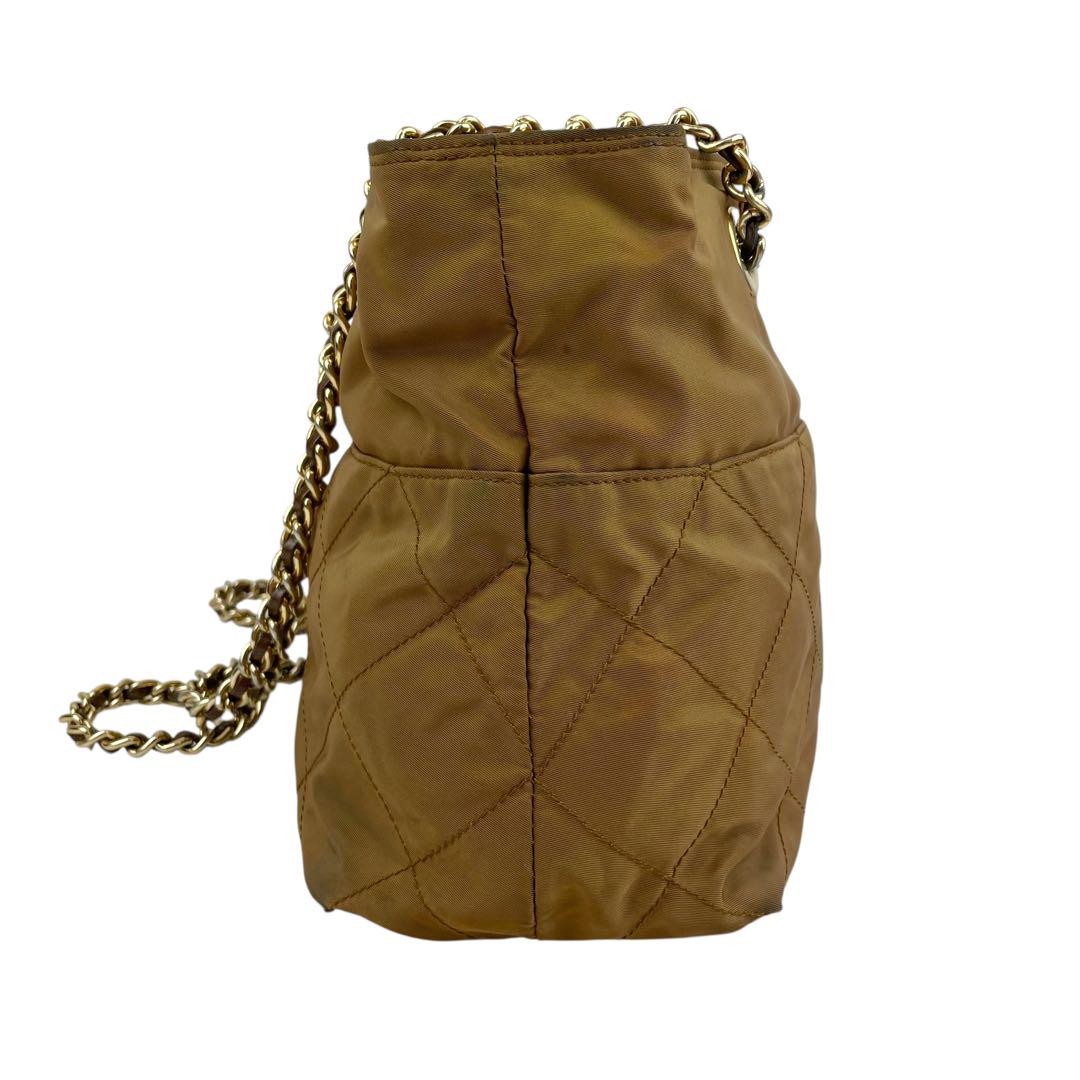 PRADA Shoulder Bag Purse Logo Nylon Khaki Authentic