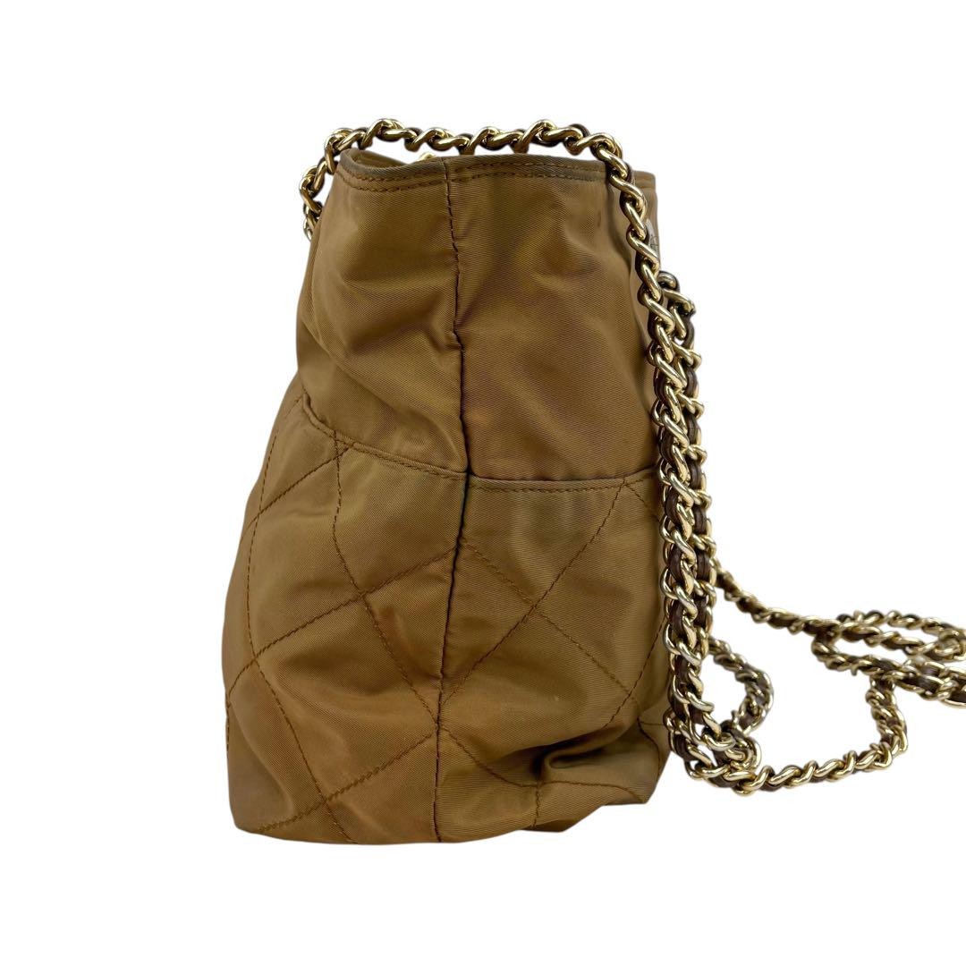 PRADA Shoulder Bag Purse Logo Nylon Khaki Authentic