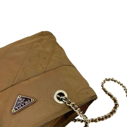 PRADA Shoulder Bag Purse Logo Nylon Khaki Authentic