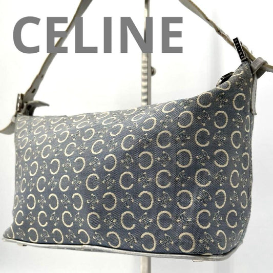 CELINE Shoulder Bag Purse C Macadam Denim Canvas Authentic