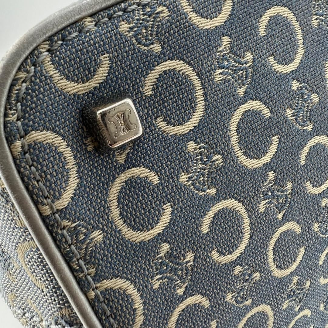 CELINE Shoulder Bag Purse C Macadam Denim Canvas Authentic