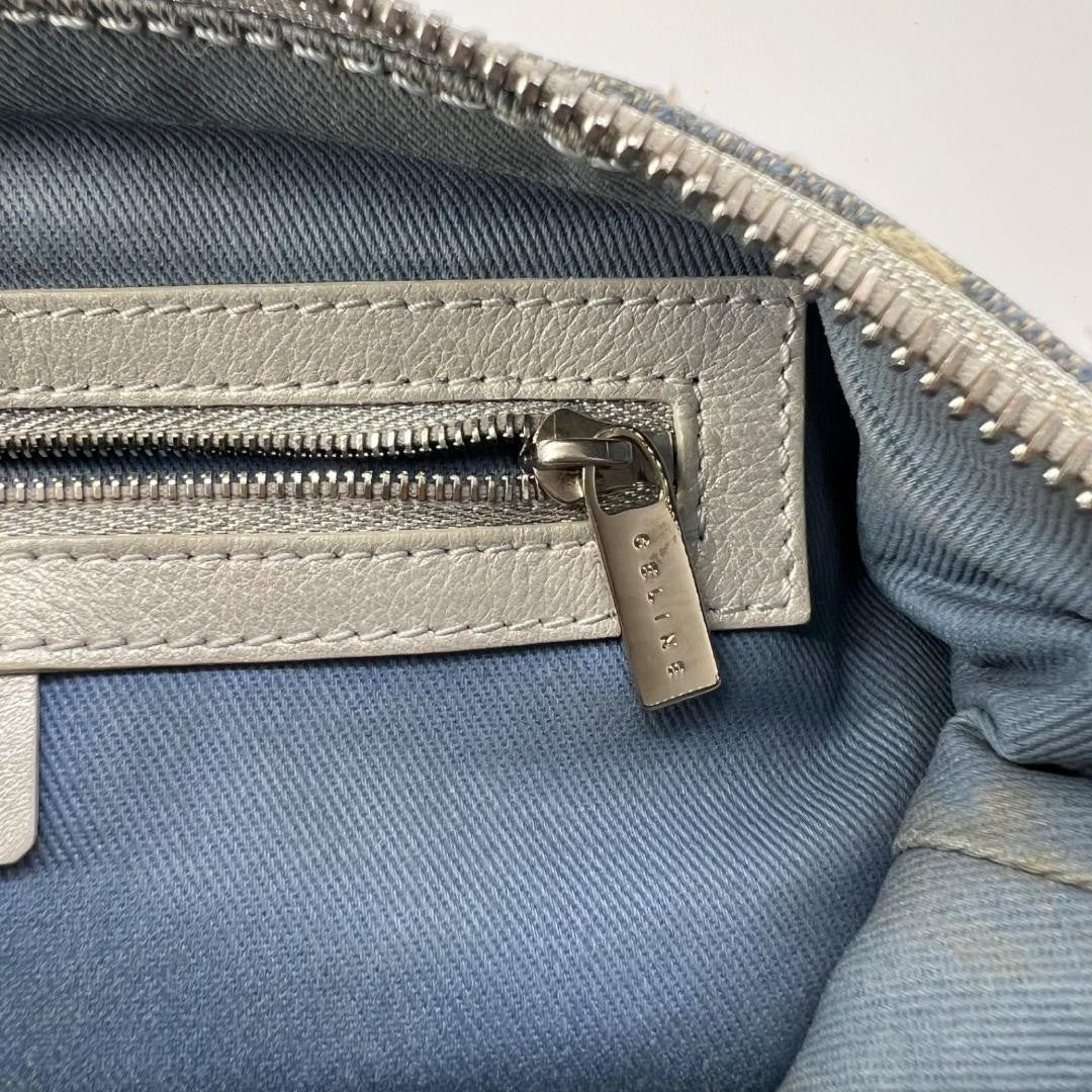 CELINE Shoulder Bag Purse C Macadam Denim Canvas Authentic