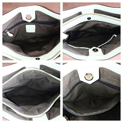 BURBERRY Shoulder Bag Purse Leather White Authentic