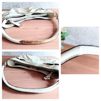 BURBERRY Shoulder Bag Purse Leather White Authentic
