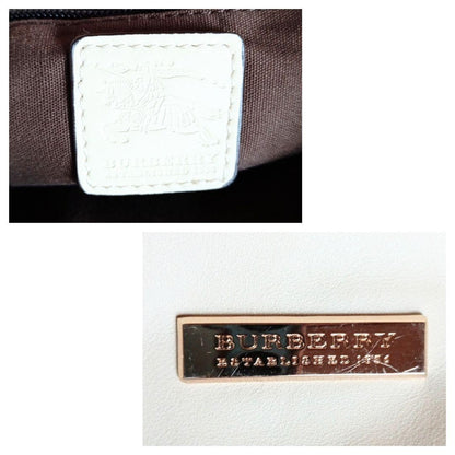 BURBERRY Shoulder Bag Purse Leather White Authentic