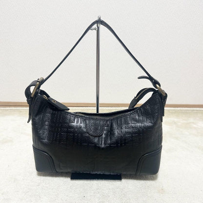 BURBERRY Accessory Pouch Hand Pouch Leather Black Authentic