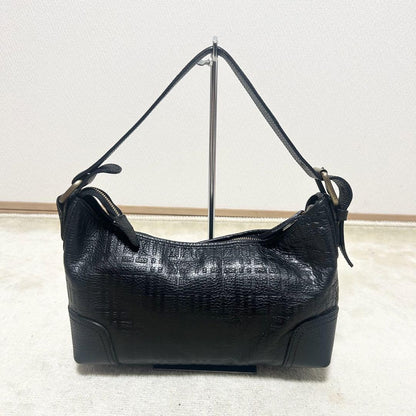 BURBERRY Accessory Pouch Hand Pouch Leather Black Authentic