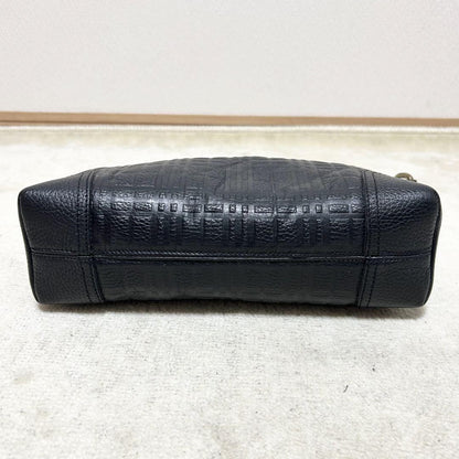 BURBERRY Accessory Pouch Hand Pouch Leather Black Authentic