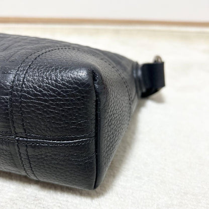 BURBERRY Accessory Pouch Hand Pouch Leather Black Authentic