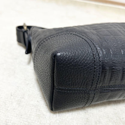 BURBERRY Accessory Pouch Hand Pouch Leather Black Authentic