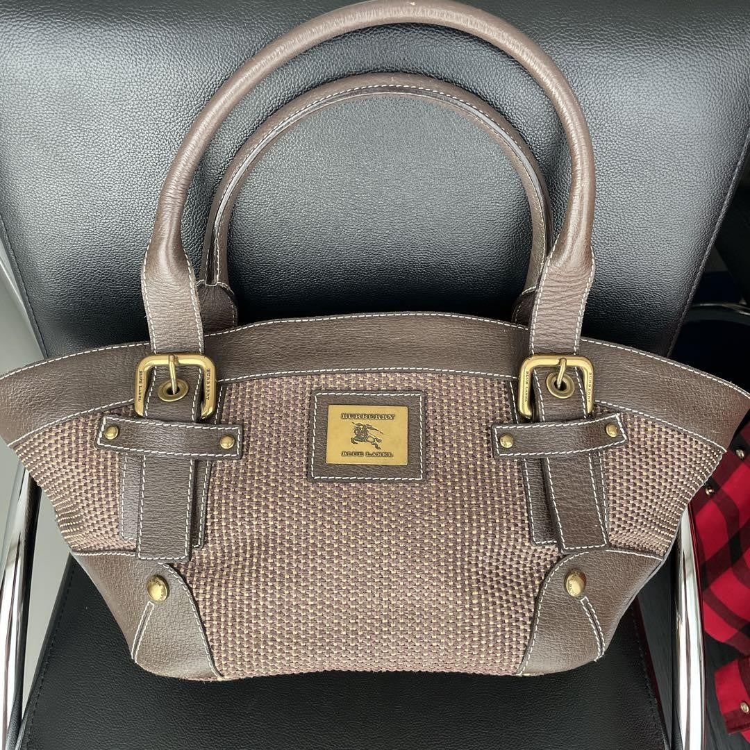BURBERRY BLUE LABEL Hand Bag Tote Purse Basket Bag Authentic