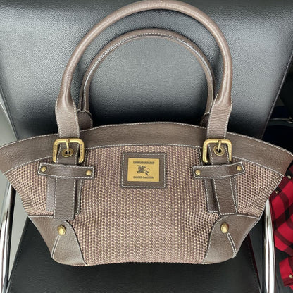 BURBERRY BLUE LABEL Hand Bag Tote Purse Basket Bag Authentic