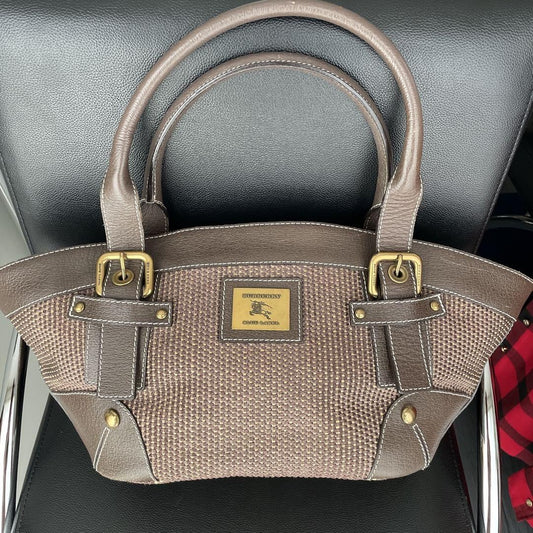 BURBERRY BLUE LABEL Hand Bag Tote Purse Basket Bag Authentic