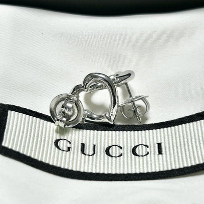 GUCCI Earrings Bamboo Heart Silver Women Accessory Authentic