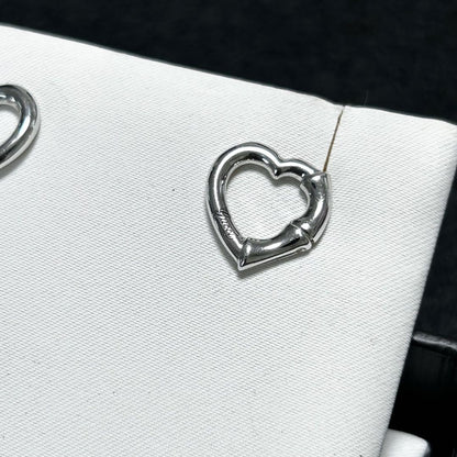 GUCCI Earrings Bamboo Heart Silver Women Accessory Authentic