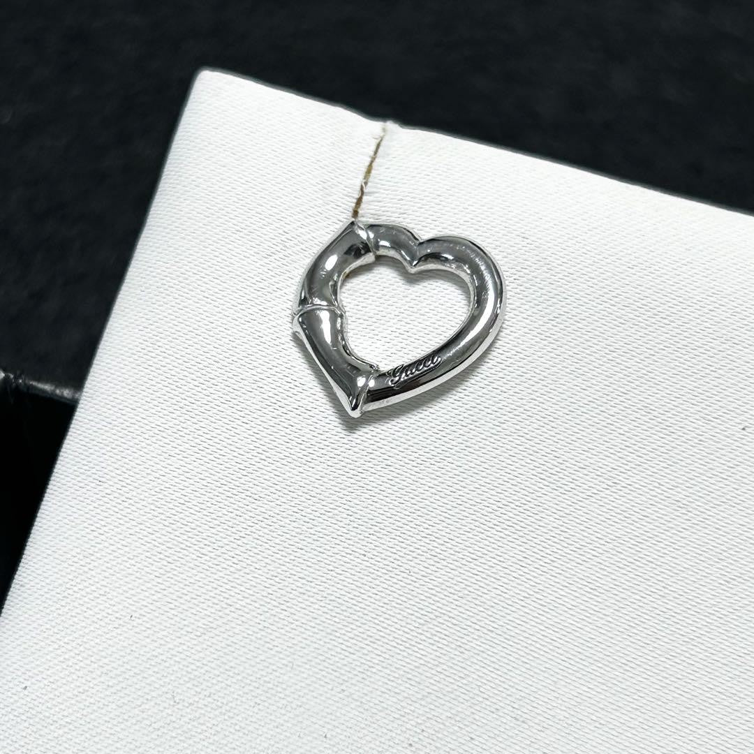 GUCCI Earrings Bamboo Heart Silver Women Accessory Authentic