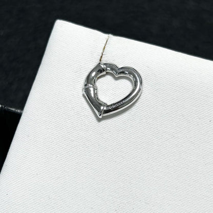 GUCCI Earrings Bamboo Heart Silver Women Accessory Authentic