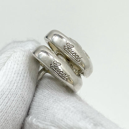 GUCCI Earrings Interlocking G Heart Silver AG925 Women Accessory Authentic