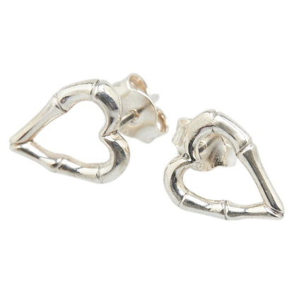 GUCCI Earrings Bamboo Heart Silver 925 Women Accessory Authentic