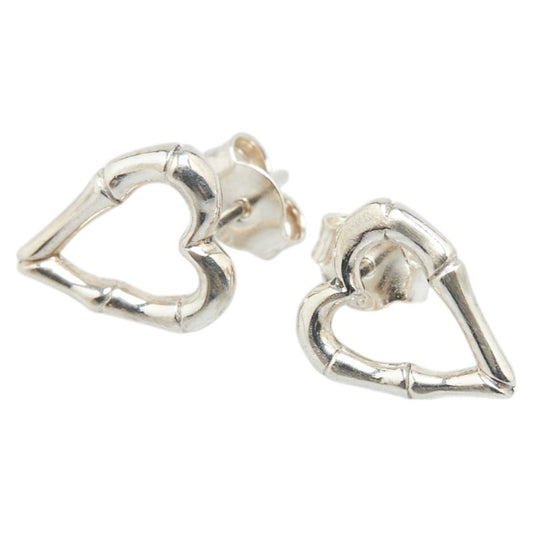 GUCCI Earrings Bamboo Heart Silver 925 Women Accessory Authentic