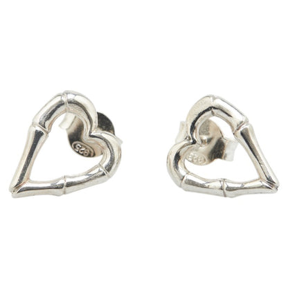 GUCCI Earrings Bamboo Heart Silver 925 Women Accessory Authentic