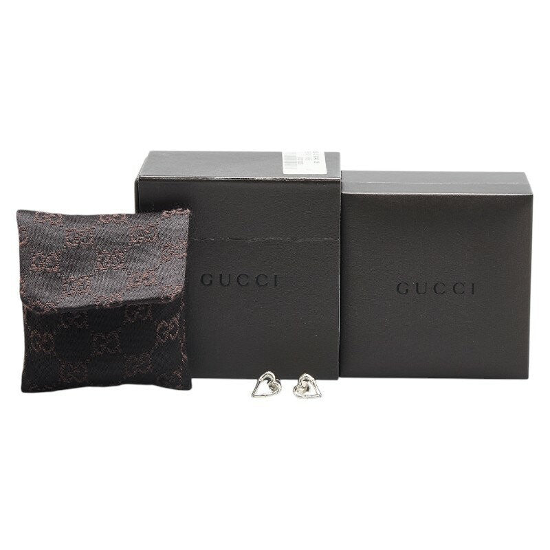 GUCCI Earrings Bamboo Heart Silver 925 Women Accessory Authentic