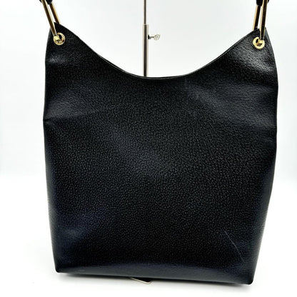 GUCCI Handbag Purse Bamboo black Gold leather with pouch Used Authentic Unisex