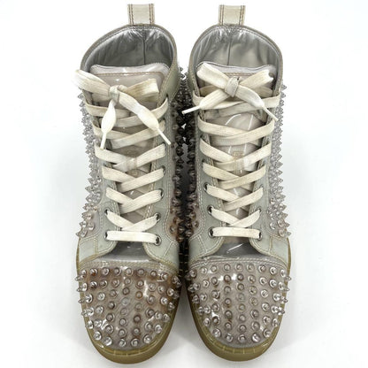 Christian Louboutin Sneakers Shoes High-cut Studs EU 42 US 9 Clear Red Authentic