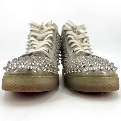 Christian Louboutin Sneakers Shoes High-cut Studs EU 42 US 9 Clear Red Authentic