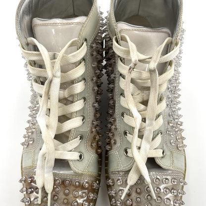Christian Louboutin Sneakers Shoes High-cut Studs EU 42 US 9 Clear Red Authentic
