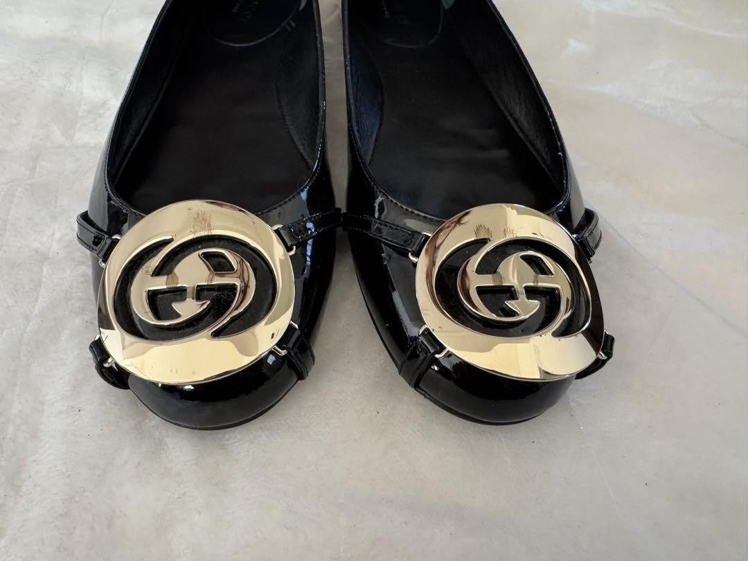 GUCCI Loafers Shoes Interlocking EU 37.0 US 7.0 Black Authentic