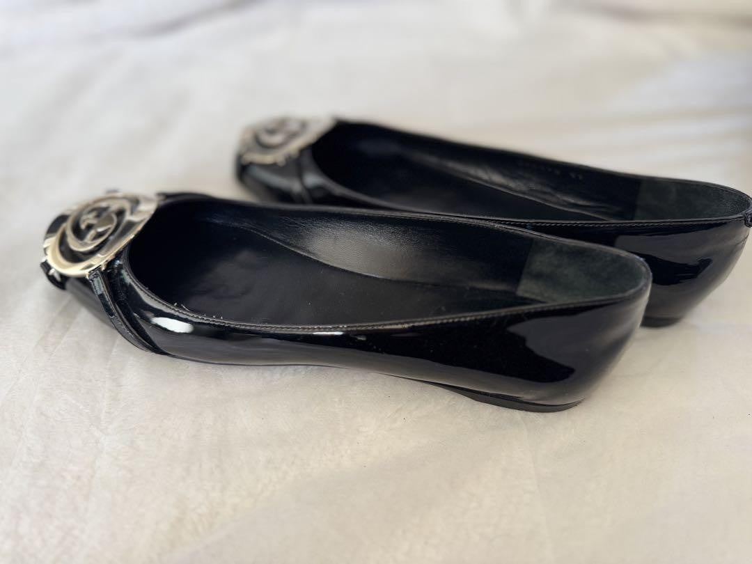 GUCCI Loafers Shoes Interlocking EU 37.0 US 7.0 Black Authentic