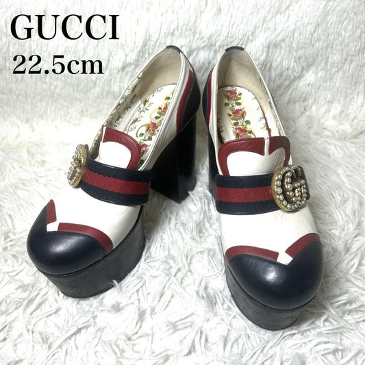 GUCCI Loafers Shoes GG Marmont Sherry Line EU 35.5 US 5.5 Multicolor Authentic