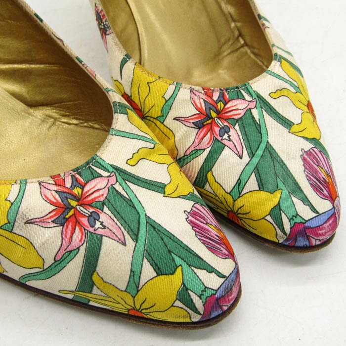 GUCCI Shoes Pumps Heel Flora Flower EU 36 US 6 Multicolor Authentic