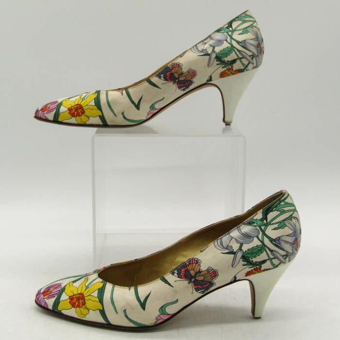 GUCCI Shoes Pumps Heel Flora Flower EU 36 US 6 Multicolor Authentic
