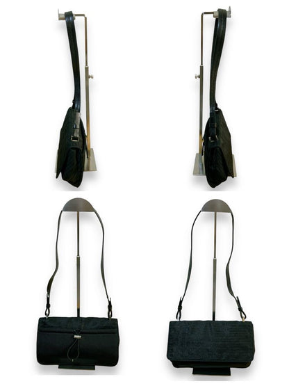 PRADA Shoulder Bag Purse Nylon Leather Black Authentic