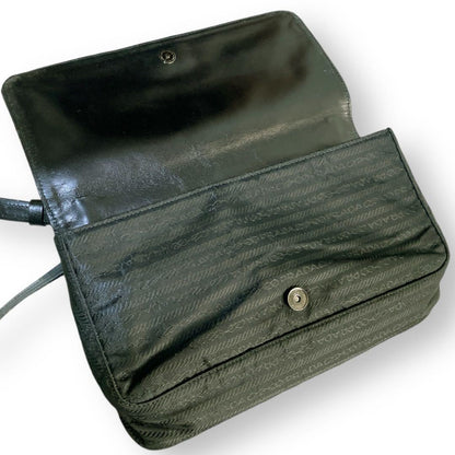 PRADA Shoulder Bag Purse Nylon Leather Black Authentic